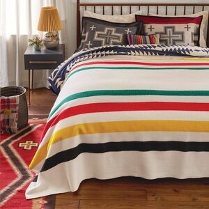 Hudson Bay Vintage 6 Point Multicolor
Stripe Wool Blanket England 95/100 inches